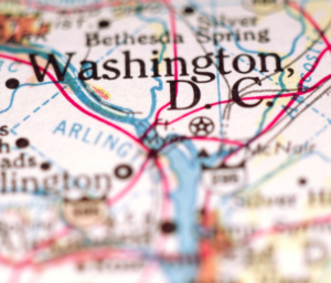 A map where Washington DC is highlighted