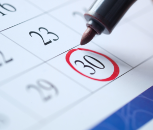 Calendar with a date circled